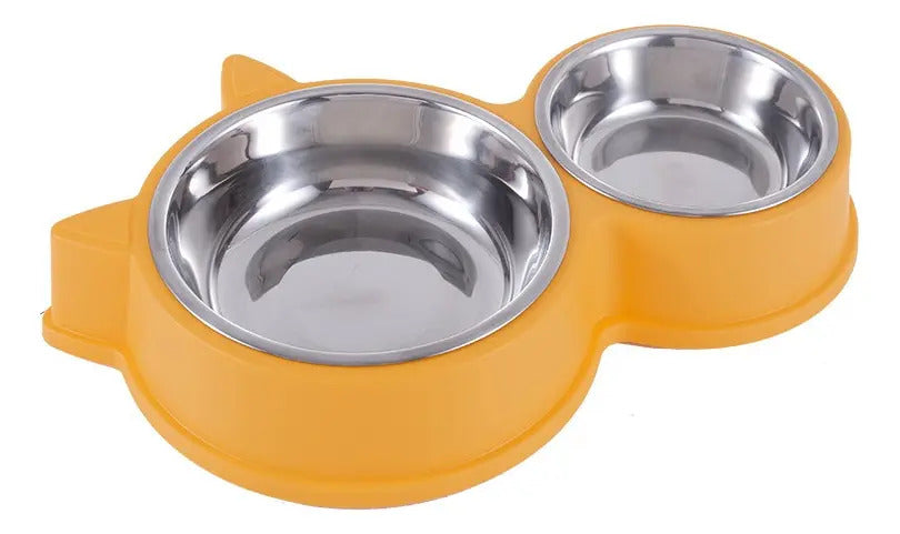 Plato Doble Para Mascotas Perro Gato Comedero Metalico
