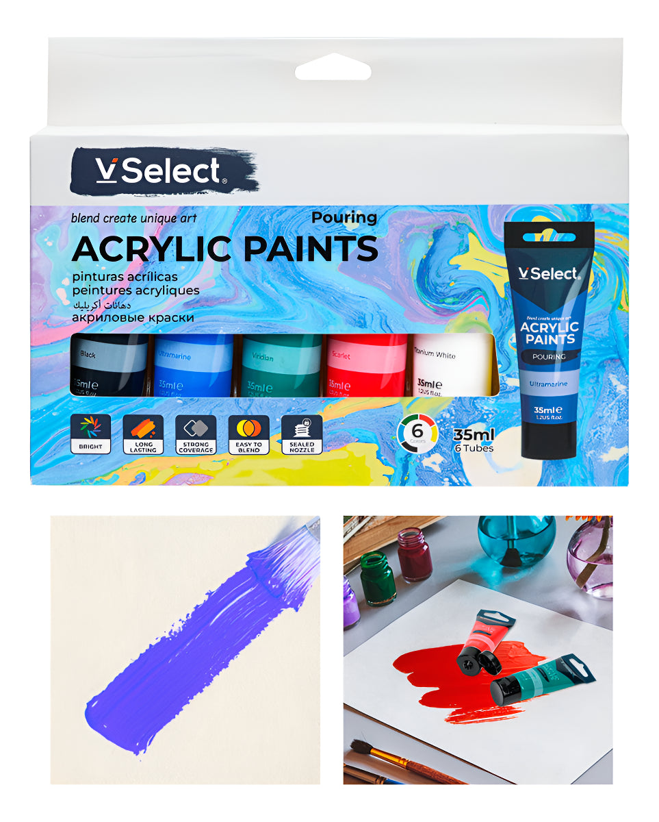 Set 6 Pinturas Acrílicas Pouring Colores Basicos 35ml