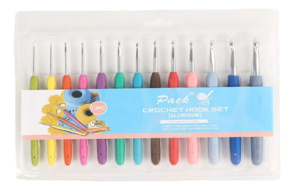 Set De 13 Crochet Con Mango De Silicona Ergonomico