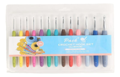 Set De 13 Crochet Con Mango De Silicona Ergonomico