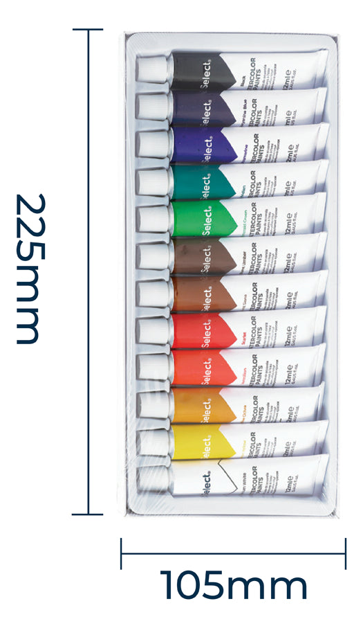 Pintura Acuarela 12 Colores Surtidos Pomos 12ml