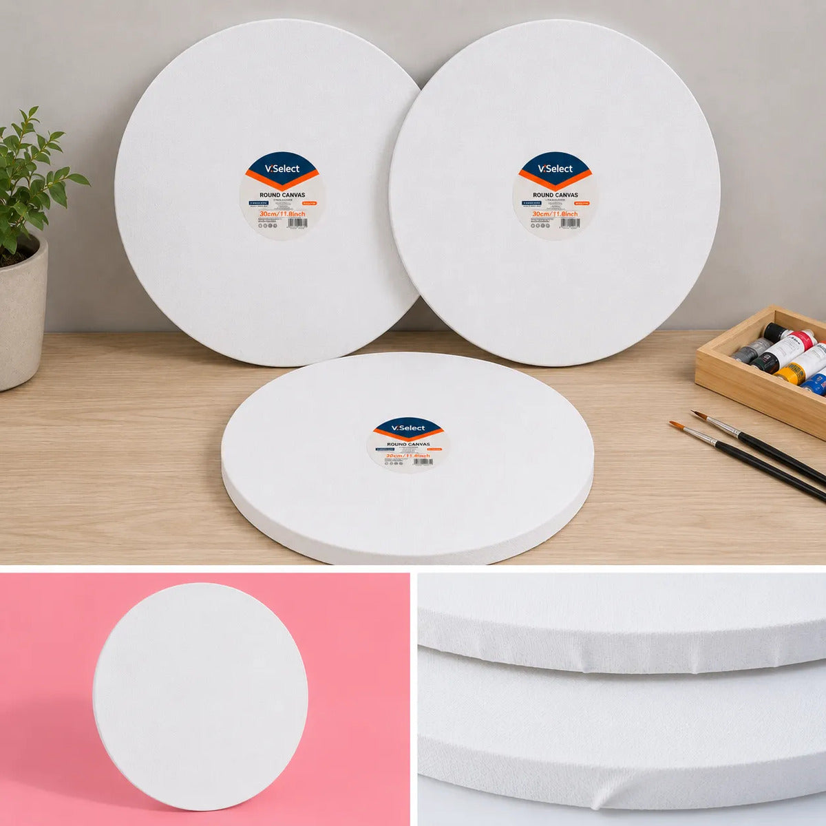 Set 3 Bastidores Circulares 30cm Para Pintar Lienzo De Tela