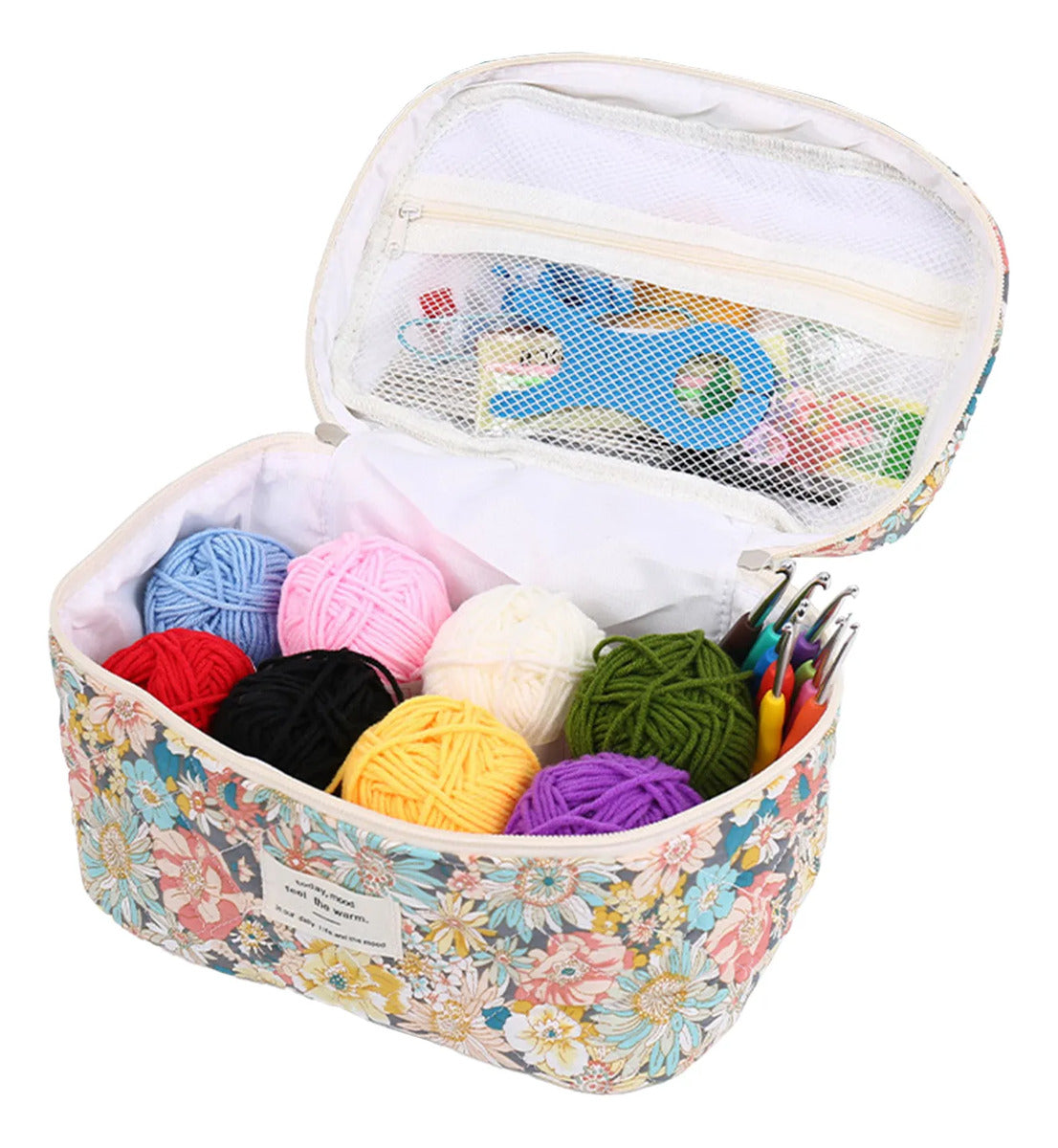 Set De Crochet Lanas Y Accesorios Para Tejer Con Bolsito