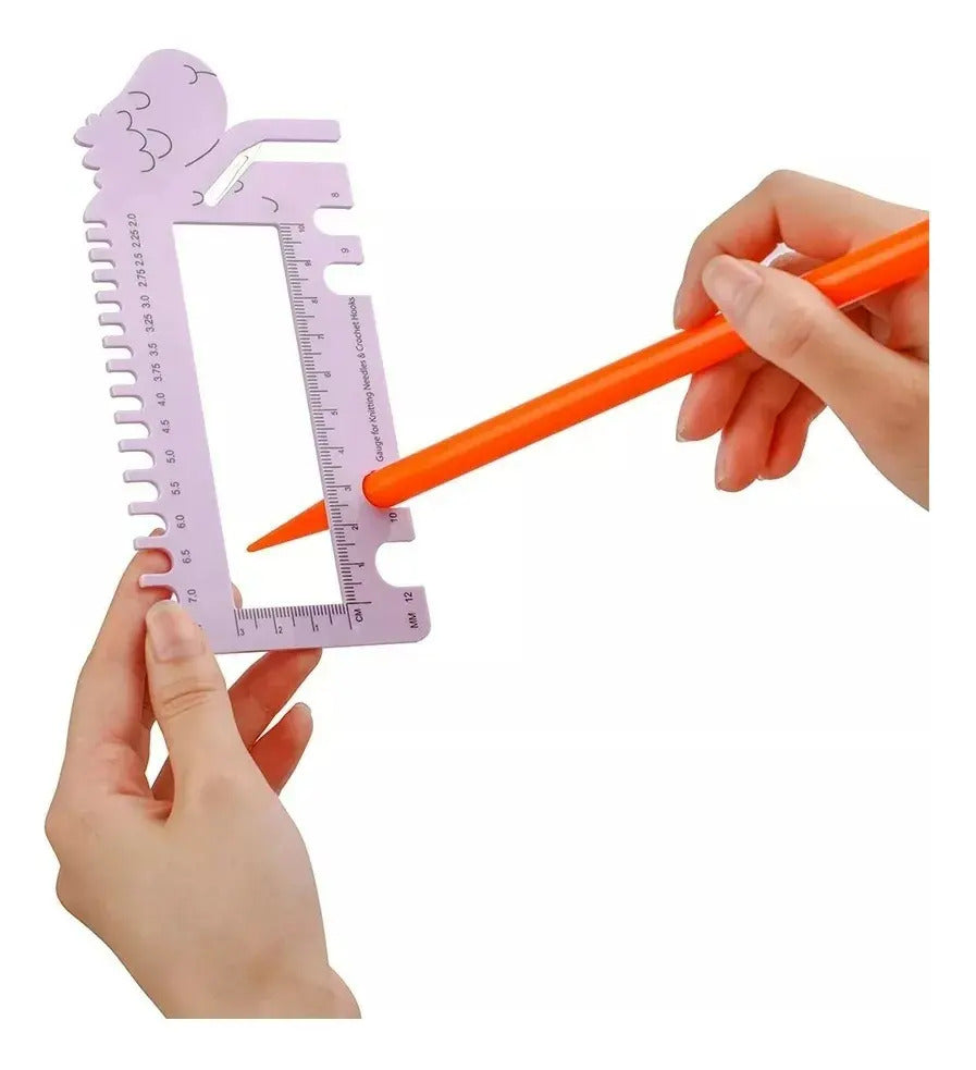 Set 2 Medidores Regla De Palillos Y Crochet Para Tejer