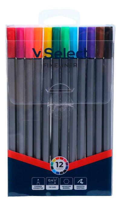 Set 12 Tiralineas Punta Fina 0.4 Mm Marcadores Fineliner