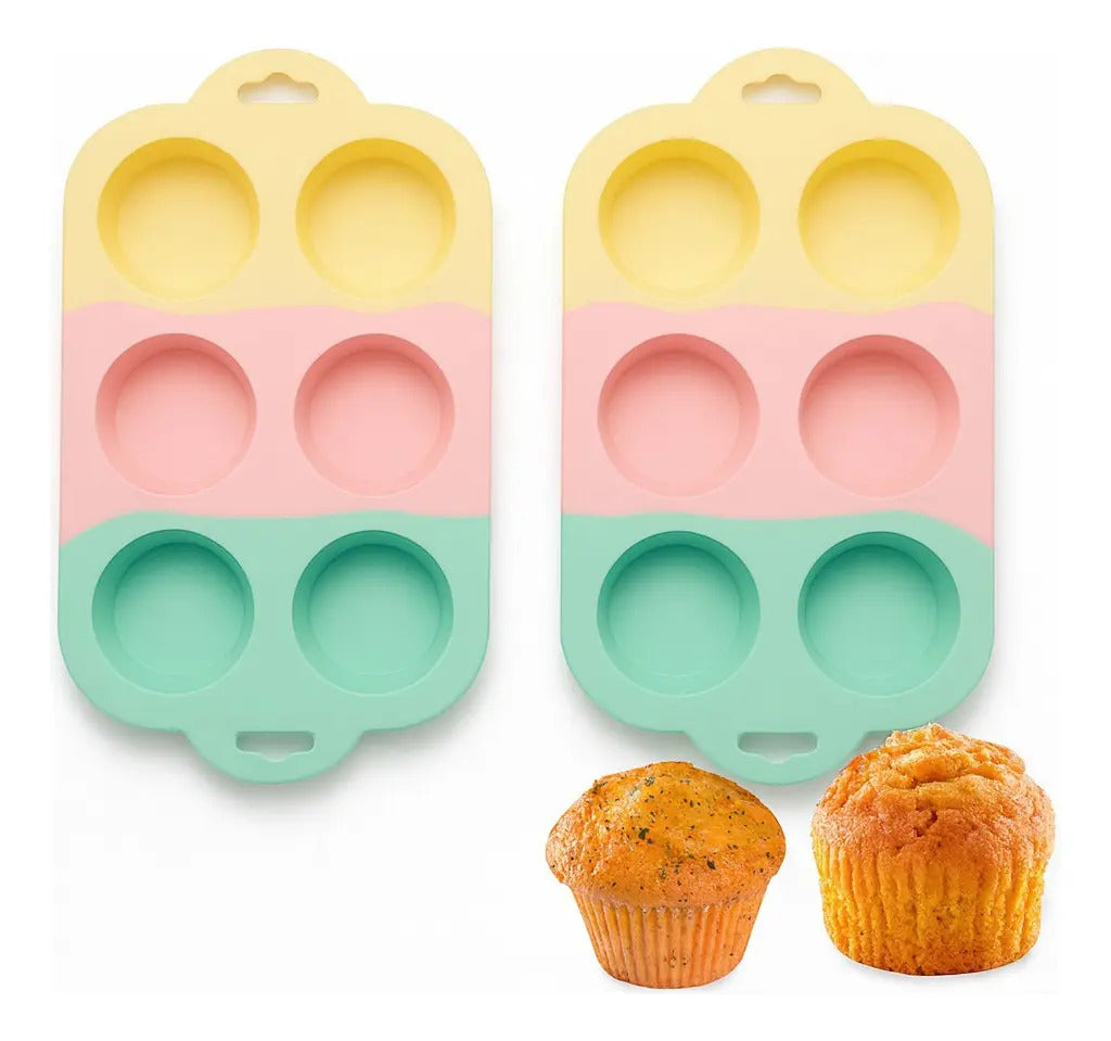 Set 2 Moldes De Silicona Tricolor Para Cupcakes Muffin