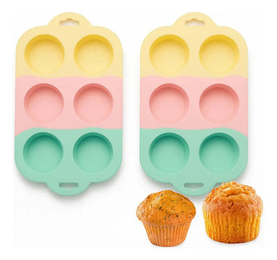 Set 2 Moldes De Silicona Tricolor Para Cupcakes Muffin