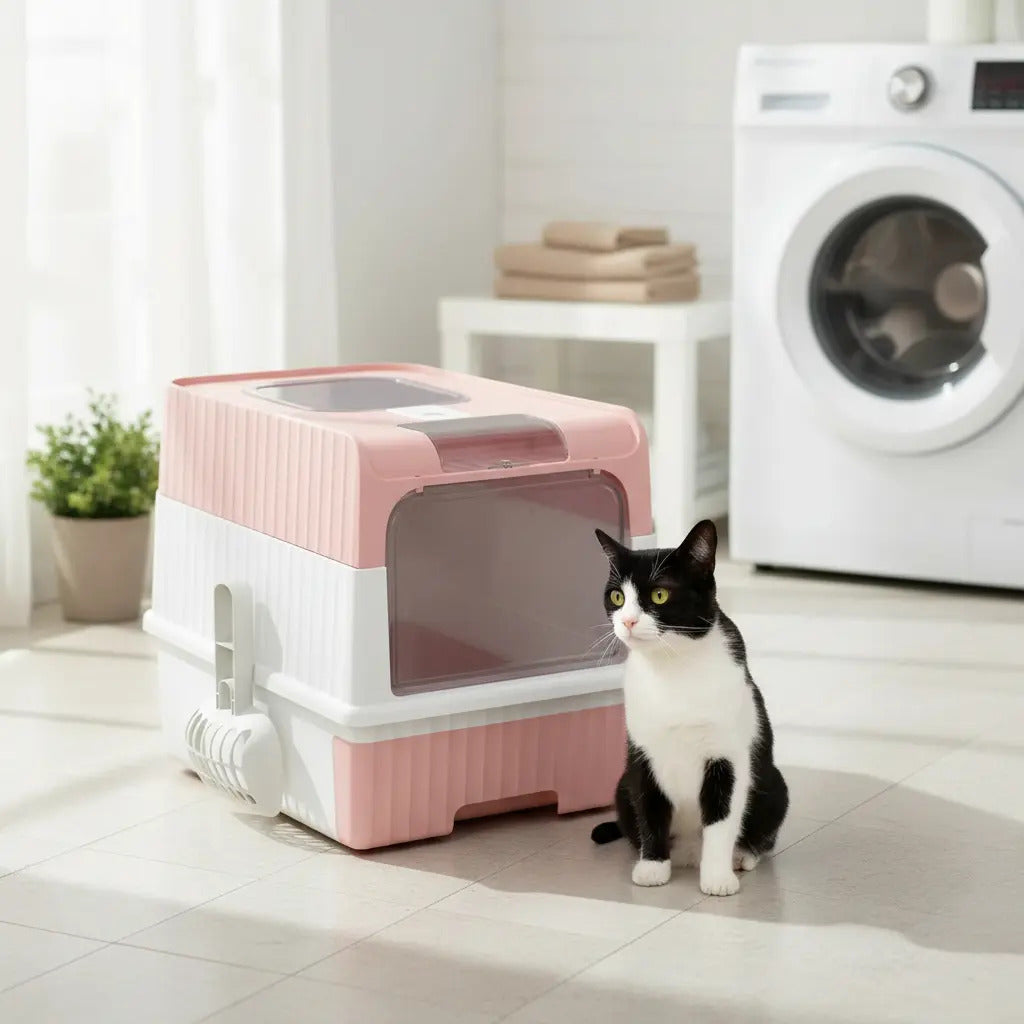 Arenero Caja Sanitaria Para Gatos Cerrado Con Pala