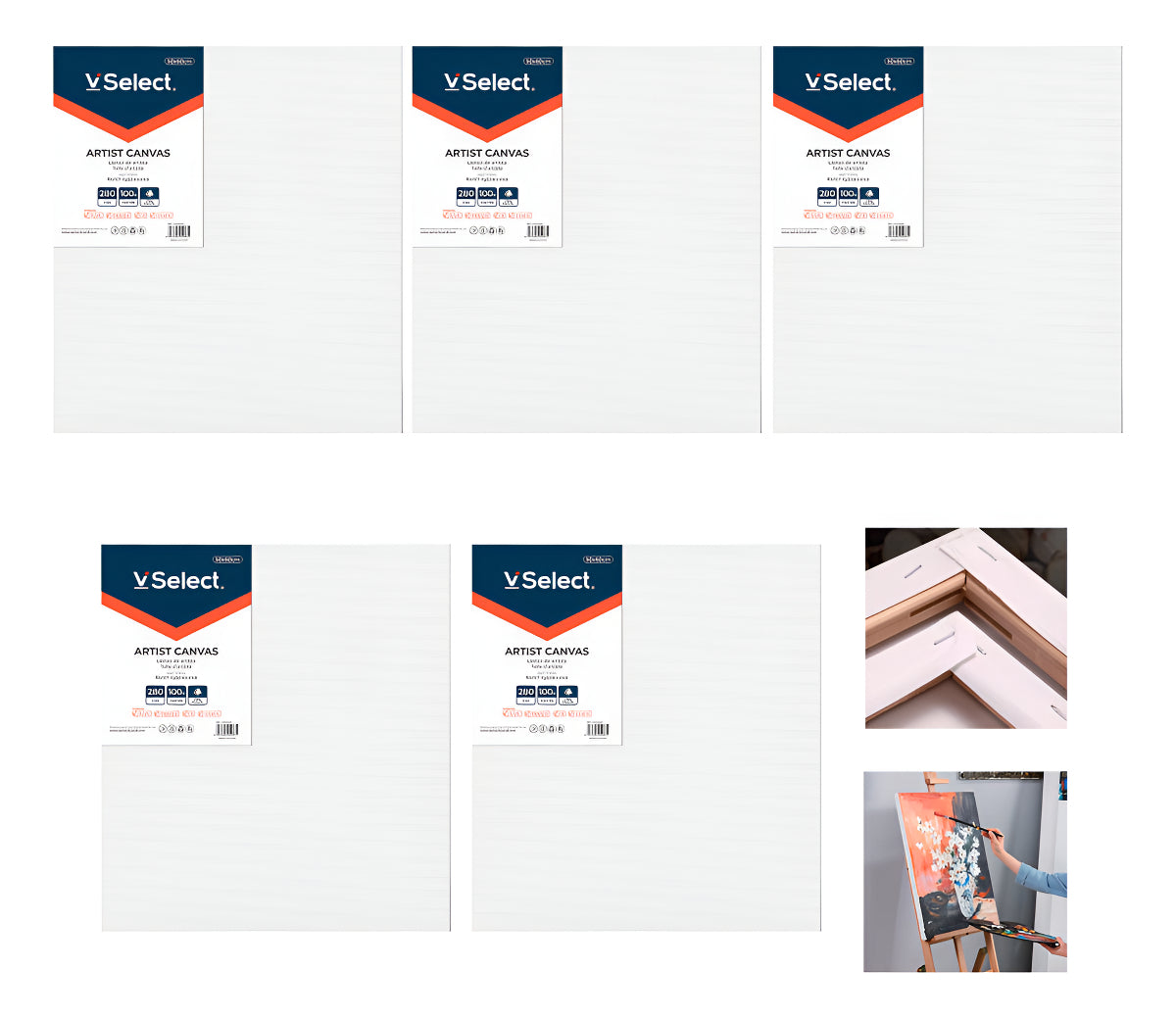 Set 5 Bastidores Para Pintar Lienzo De Tela 50x60cm Algodon