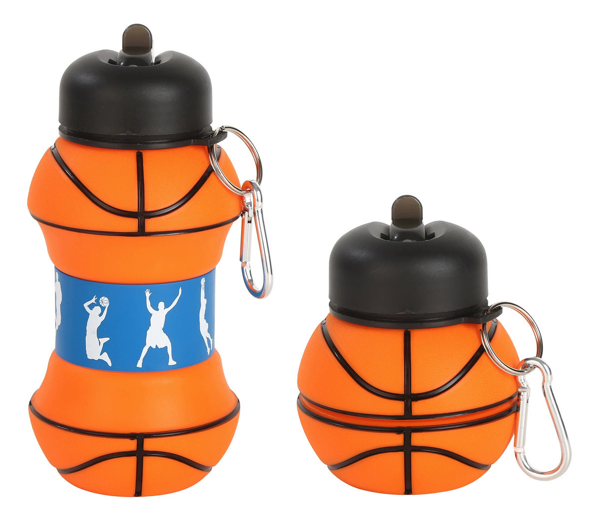 Botella De Silicona Plegable 500ml Forma Pelota Basquetbol