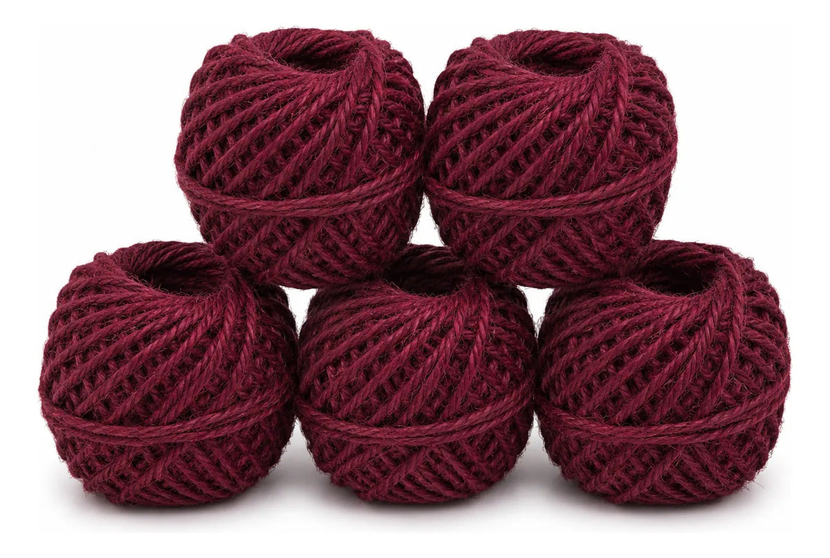 Pack De 5 Ovillos De Yute De Colores 2mm 50gr Por Ovillo