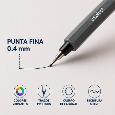Set 12 Tiralineas Punta Fina 0.4 Mm Marcadores Fineliner