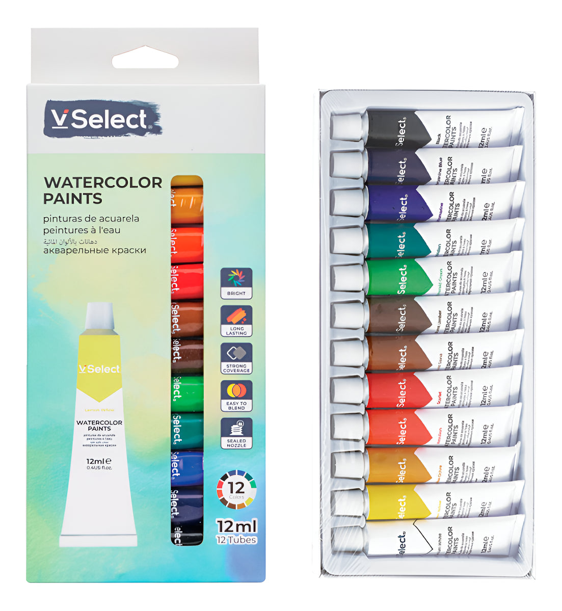 Pintura Acuarela 12 Colores Surtidos Pomos 12ml