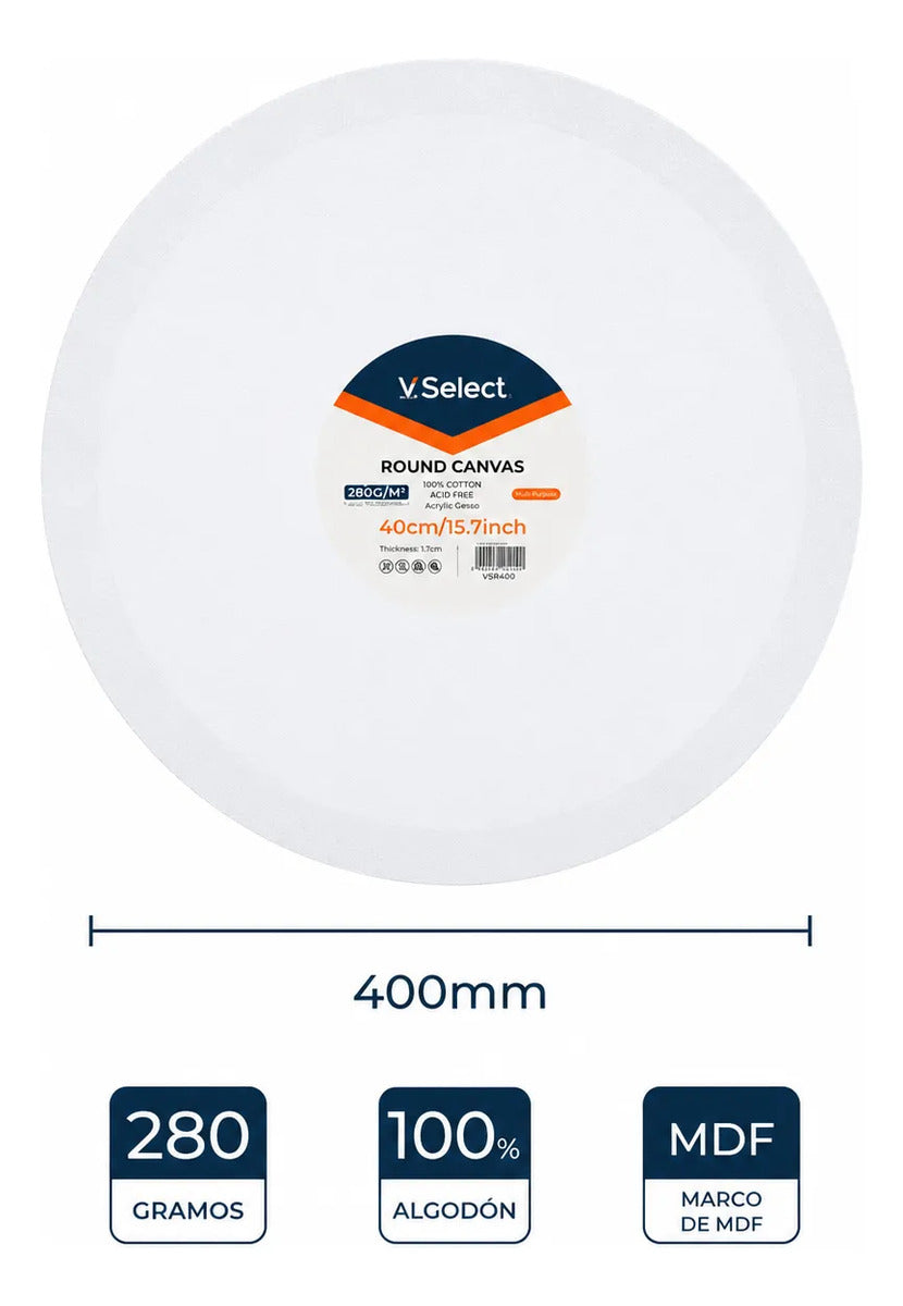 Pack 2 Bastidores De Madera Con Lienzo De Tela Circular 40cm