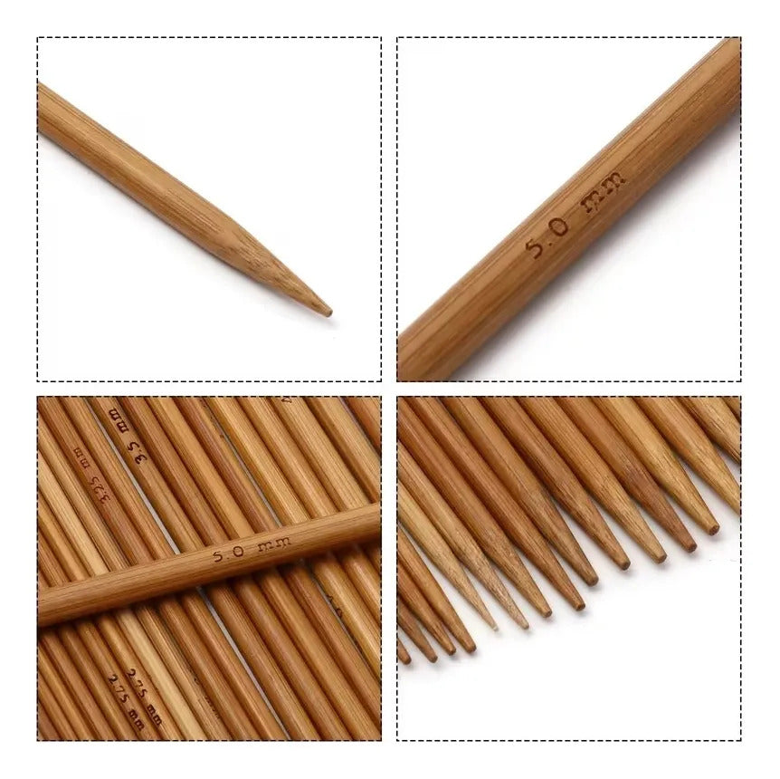 Set 72 Palillos De Madera Doble Punta Para Calcetines 25cm