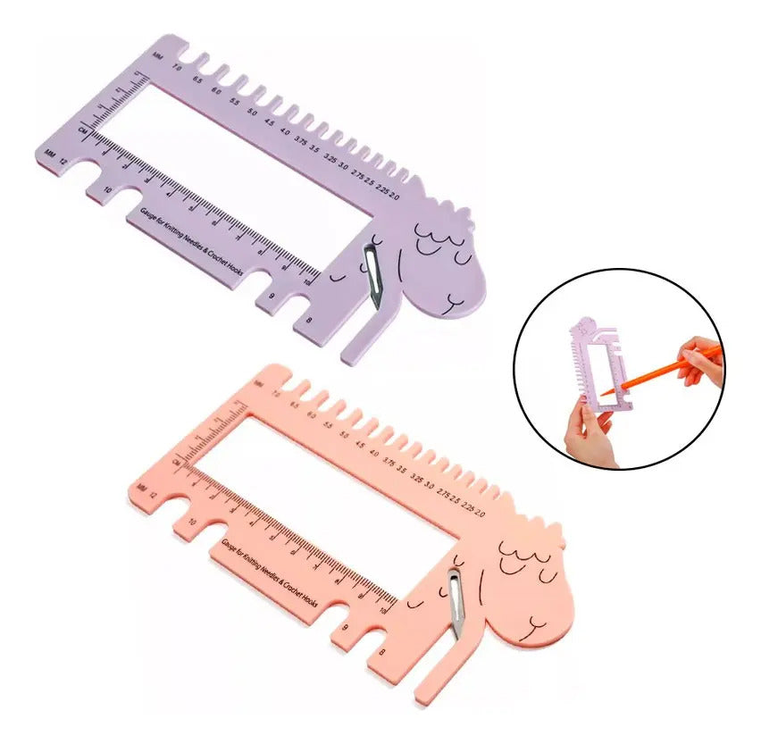 Set 2 Medidores Regla De Palillos Y Crochet Para Tejer