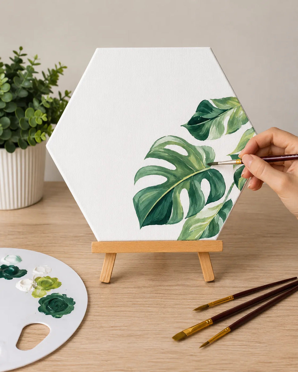 Set 5 Bastidores Hexagonales 30cm Para Pintura Canvas 280g