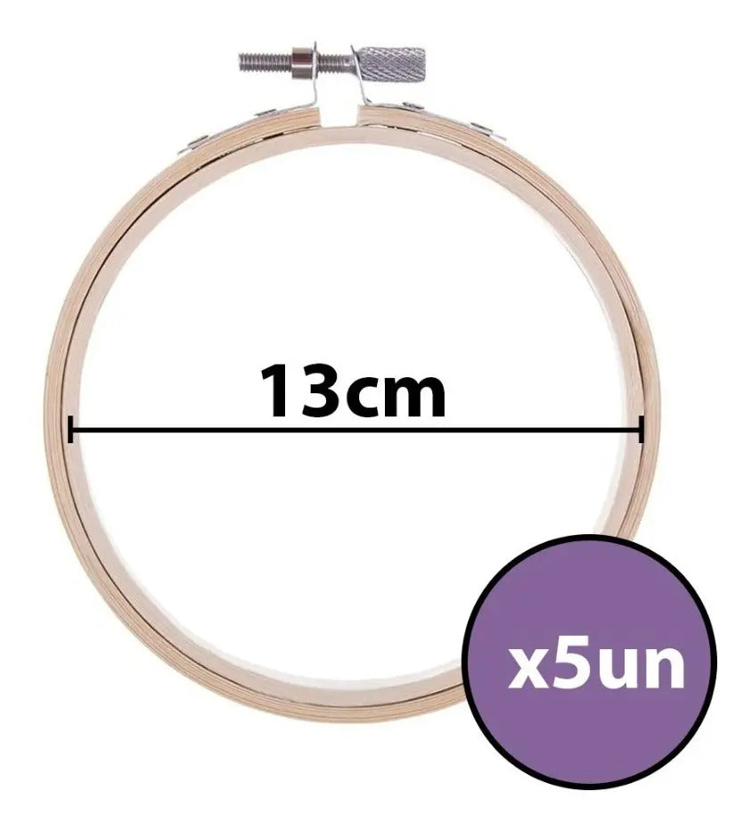 Set De 5 Bastidores De Madera Bambu Para Bordado 13 Cm X 5un