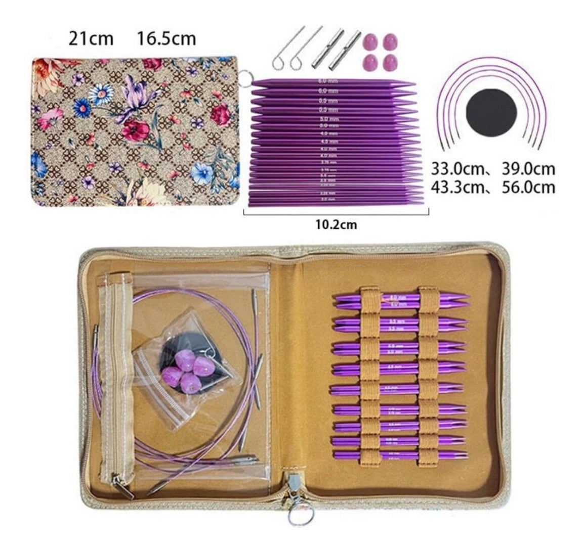 Set Palillos Circulares Intercambiables Para Tejer Y Estuche