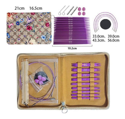 Set Palillos Circulares Intercambiables Para Tejer Y Estuche