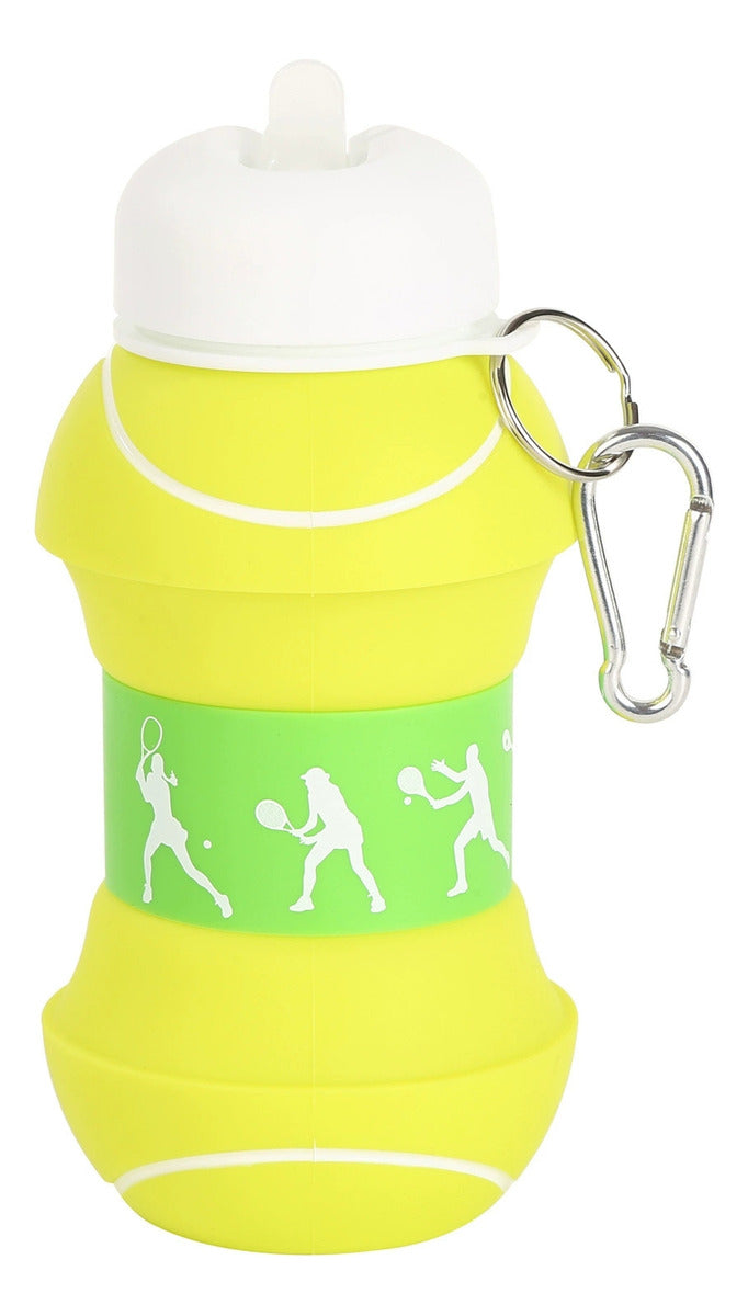 Botella De Silicona Plegable 500ml Forma Pelota De Tenis