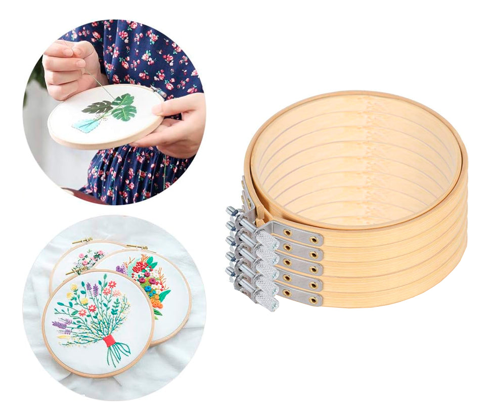 Set De 5 Bastidores De Madera Bambu Para Bordado 8cm X 5un