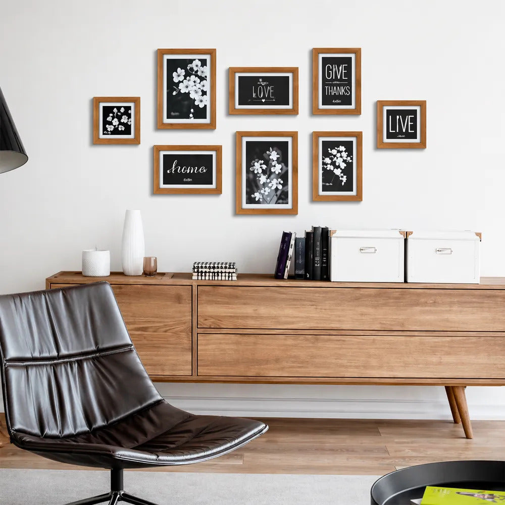 Set De 8 Marcos Madera Para Fotos Decoración 3 Tamaños