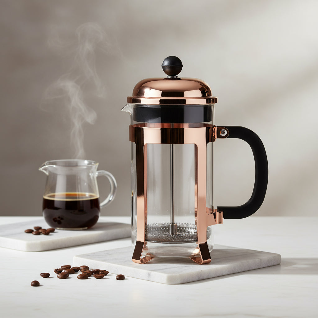 Set 2 Cafeteras Prensa Francesa Rose Gold 1000 Y 350ml