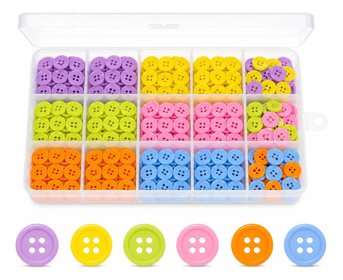 Set 300 Botones Colores 11mm Para Costura Y Manualidades