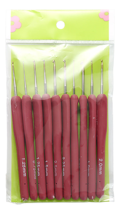 Set 10 Crochet Mango De Silicona Color Rojo 0.6 A 2.75mm