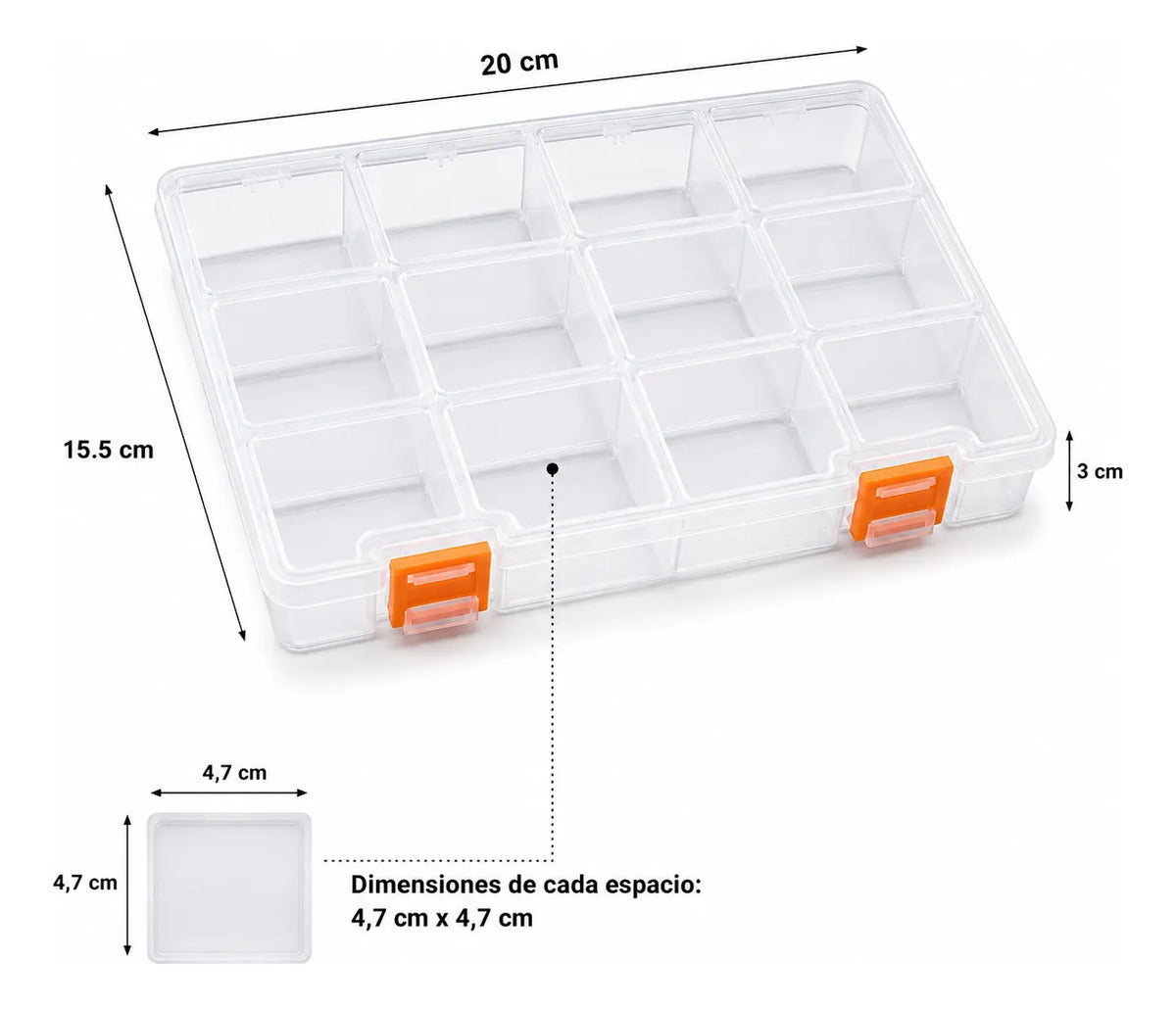 Caja Organizadora Plástica 12 Compartimentos Transparente