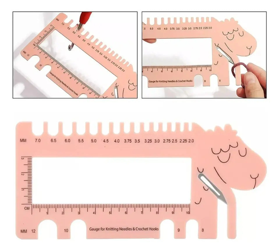 Set 2 Medidores Regla De Palillos Y Crochet Para Tejer