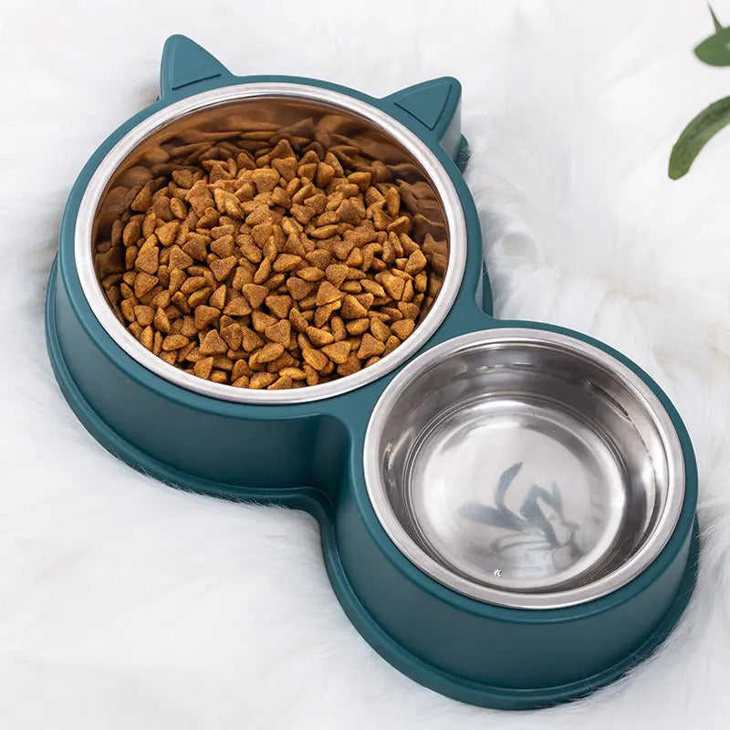 Plato Doble Para Mascotas Perro Gato Comedero Metalico