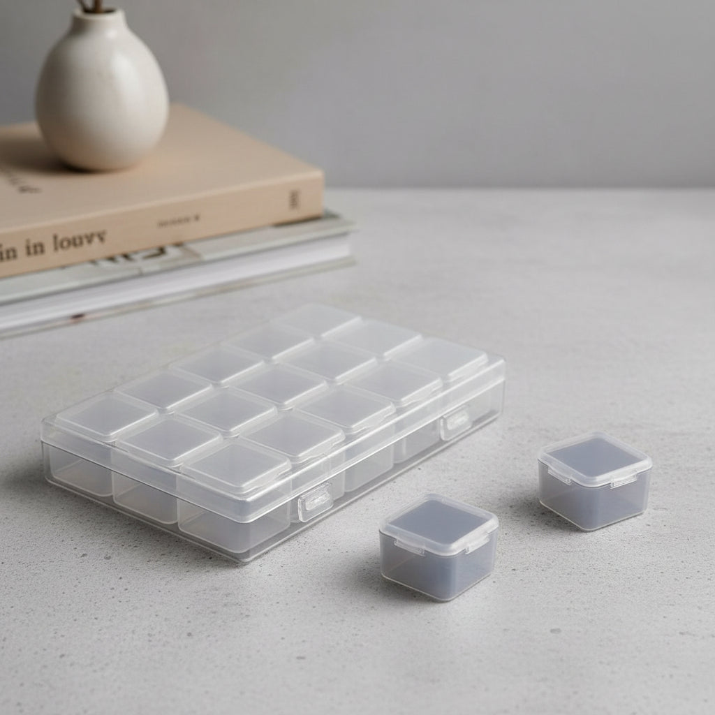 Caja Organizadora Con 15 Envases Para Mostacilla Accesorios