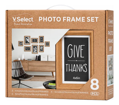 Set De 8 Marcos Madera Para Fotos Decoración 3 Tamaños
