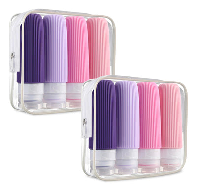 Set 8 Botellas De Viaje 90ml Silicona Contenedores Shampoo