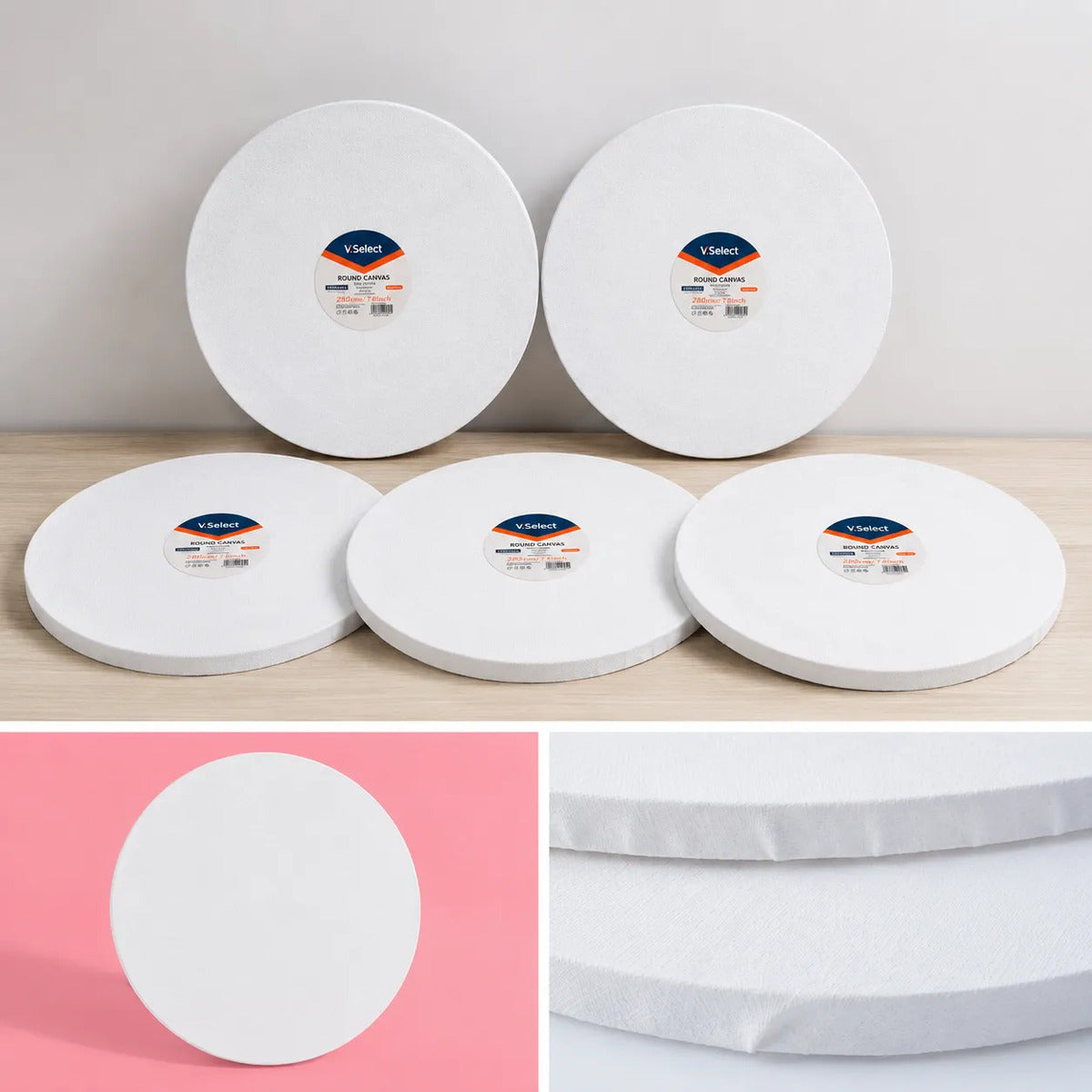 Set 5 Bastidores Circulares 20cm Para Pintar Lienzo De Tela