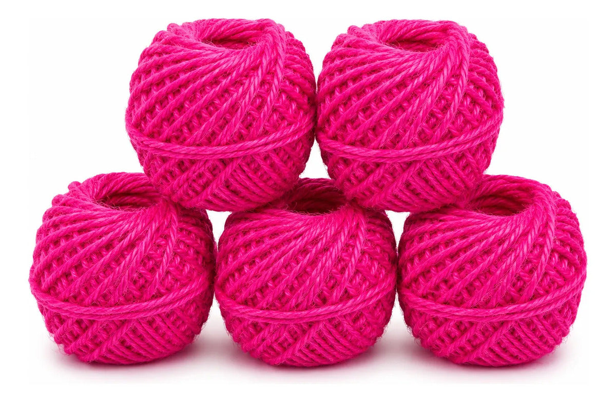 Pack De 5 Ovillos De Yute De Colores 2mm 50gr Por Ovillo