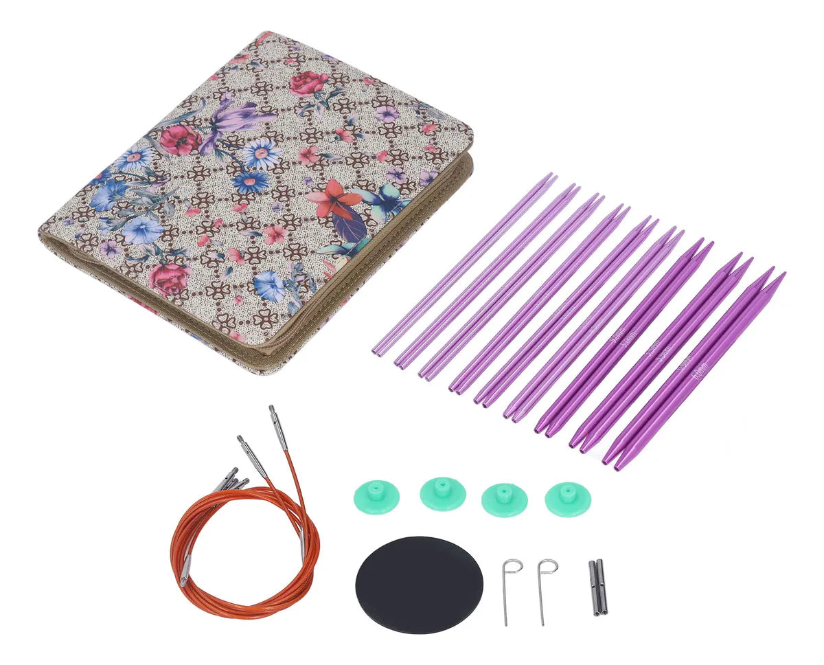 Set Palillos Circulares Intercambiables Para Tejer Y Estuche