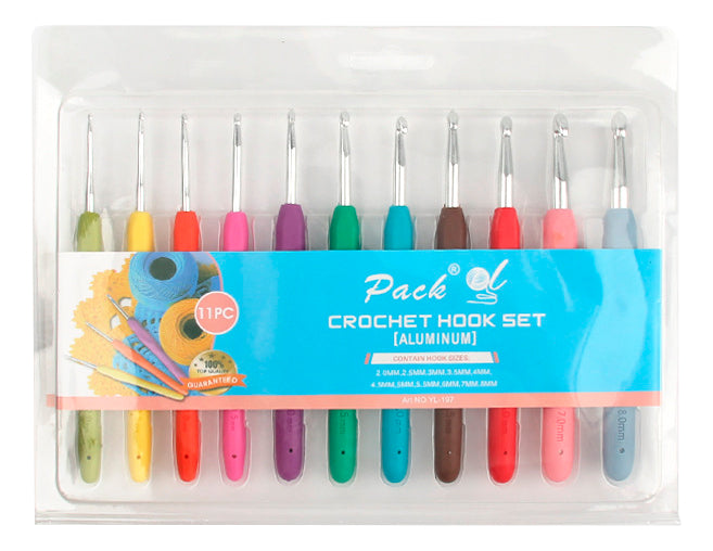 Set De 11 Crochet Con Mango De Silicona Ergonomico