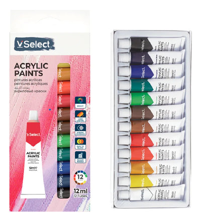 Pintura Acrilica 12 Colores Surtidos Pomos 12ml