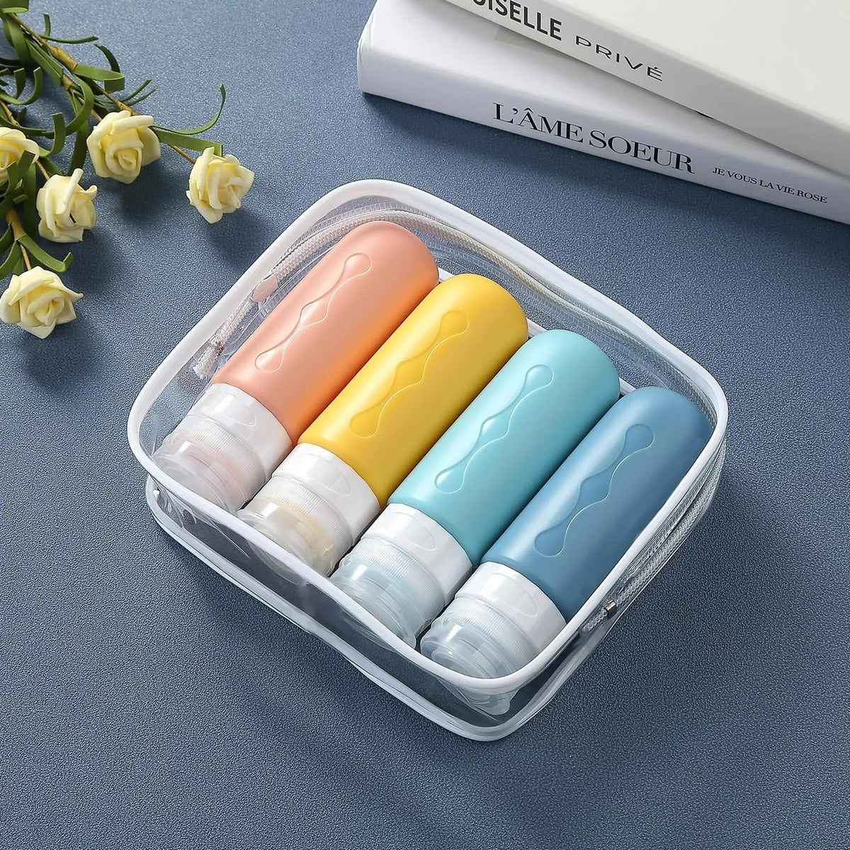 Set 8 Botellas De Viaje 90ml Silicona Contenedores Shampoo