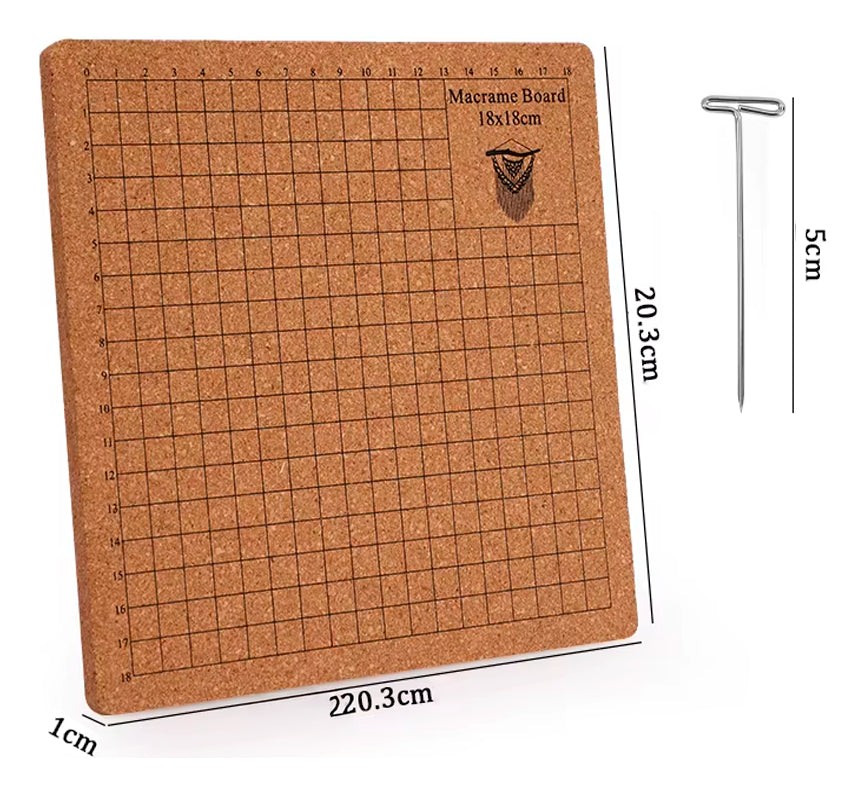 Tabla Para Tejer Macrame 18x18cm + 10 Alfileres Forma T