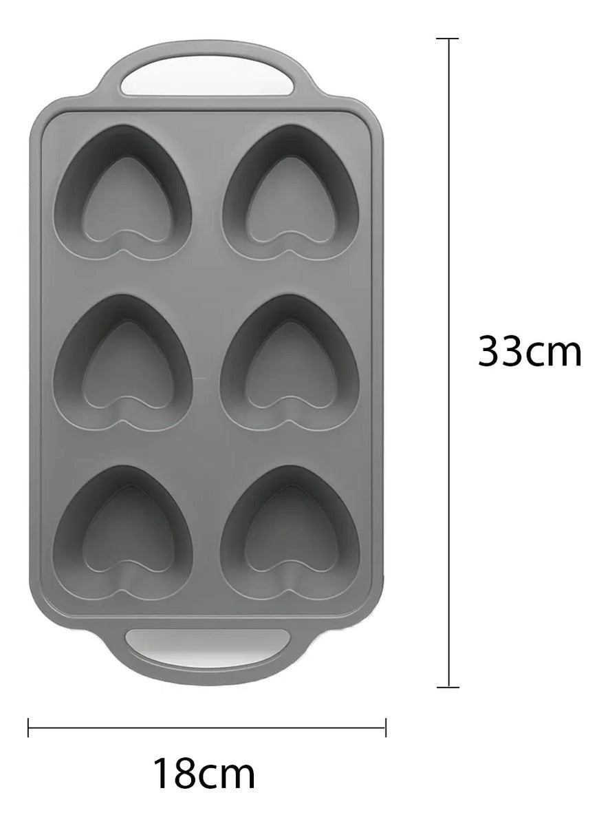 Set 2 Moldes De Silicona Para Cupcake Muffin Forma Corazon