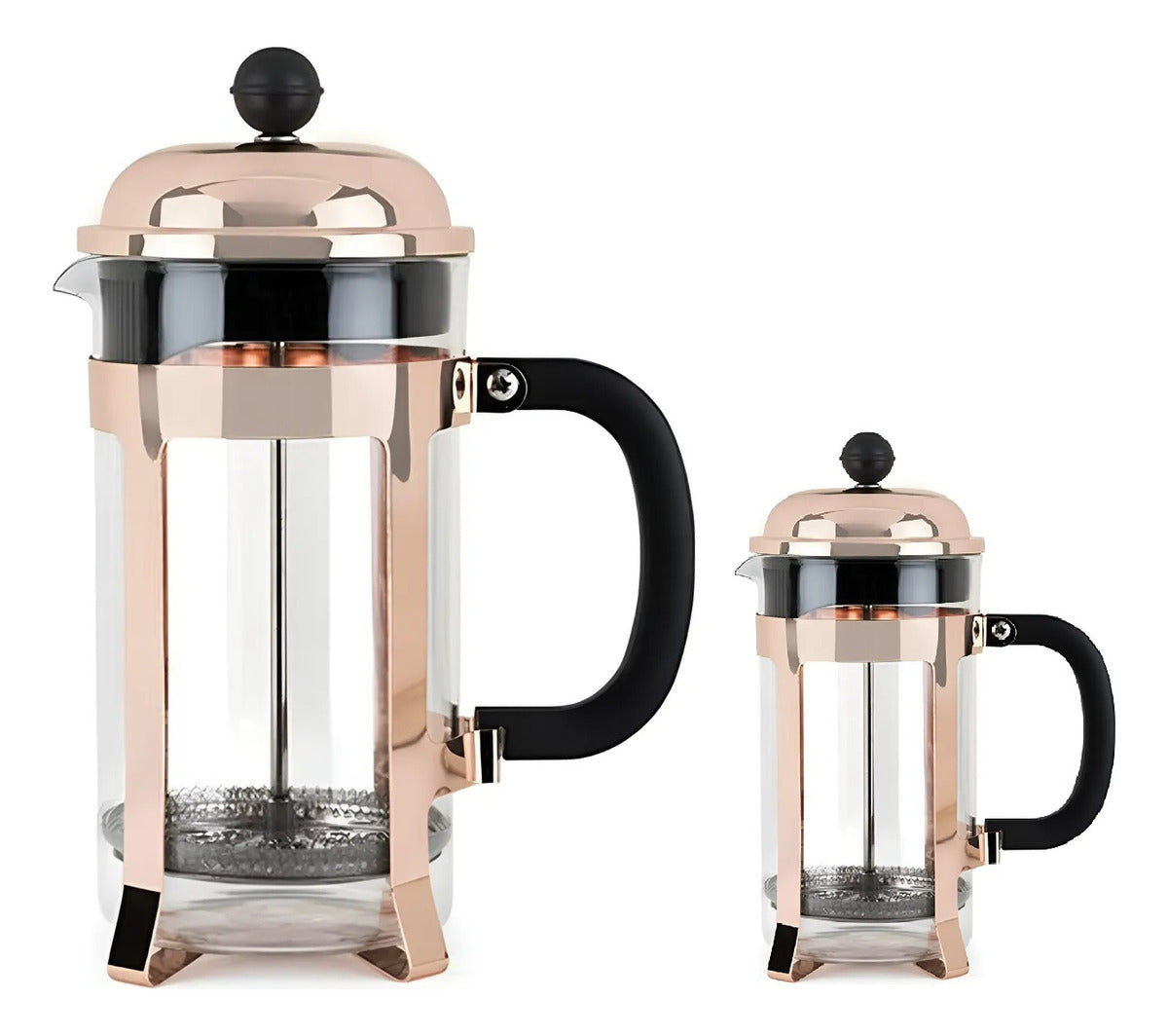Set 2 Cafeteras Prensa Francesa Rose Gold 1000 Y 350ml