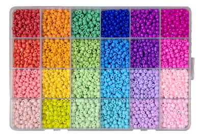Set Mostacillón 4mm 24 Colores Para Pulseras Bisutería