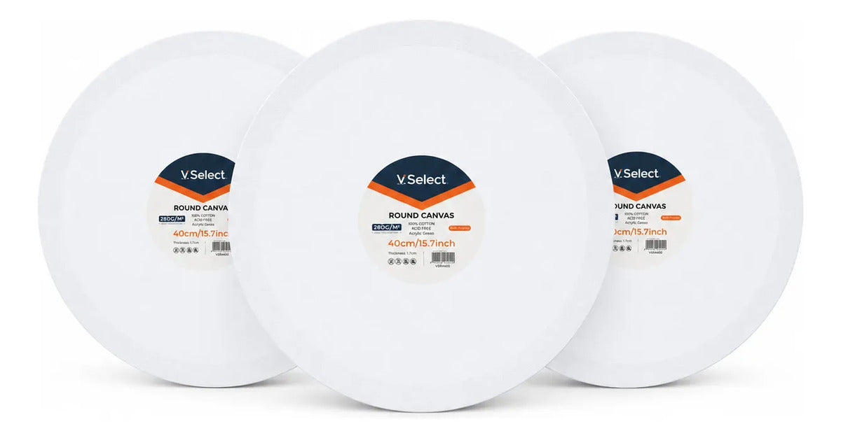 Pack 3 Bastidores De Madera Con Lienzo De Tela Circular 40cm