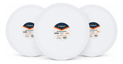 Pack 3 Bastidores De Madera Con Lienzo De Tela Circular 40cm