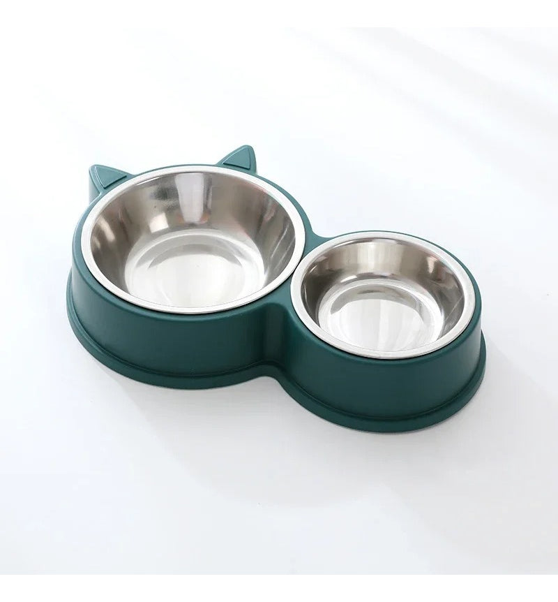 Plato Doble Para Mascotas Perro Gato Comedero Metalico