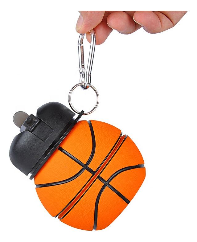 Botella De Silicona Plegable 500ml Forma Pelota Basquetbol